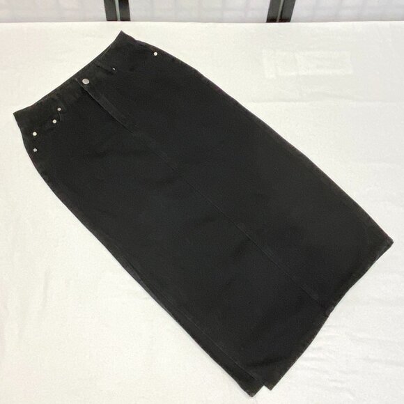 Shein Black Denim Pencil Skirt 6 Midi High Side Slit Stretch Jeans - Picture 10 of 14